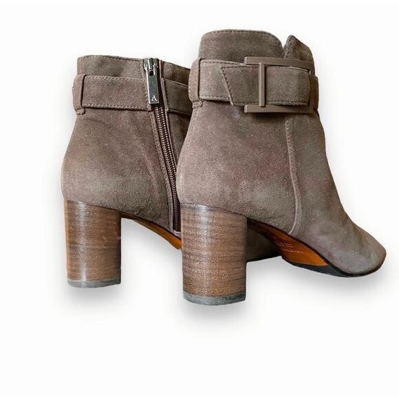 Aquatalia Vanie Brown Suede Sock Boots Sz 7.5B Block Heel Side Zip Waterproof - Picture 5 of 12